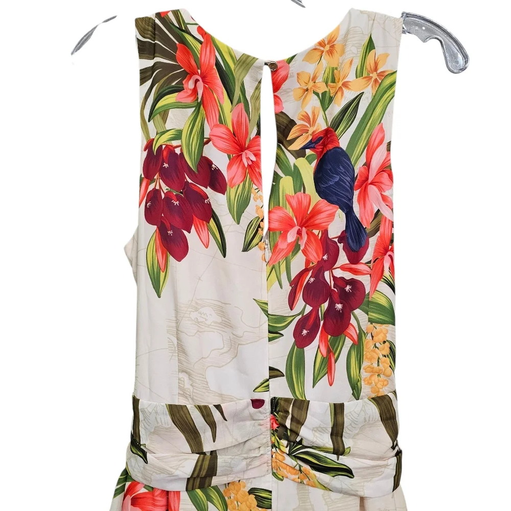 Tommy Bahama Tropical  Nwot V Neck Ruffle Hem Sleeveless Resortwear Mididress_13